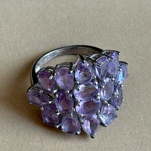 Large silver & Amethyst ring